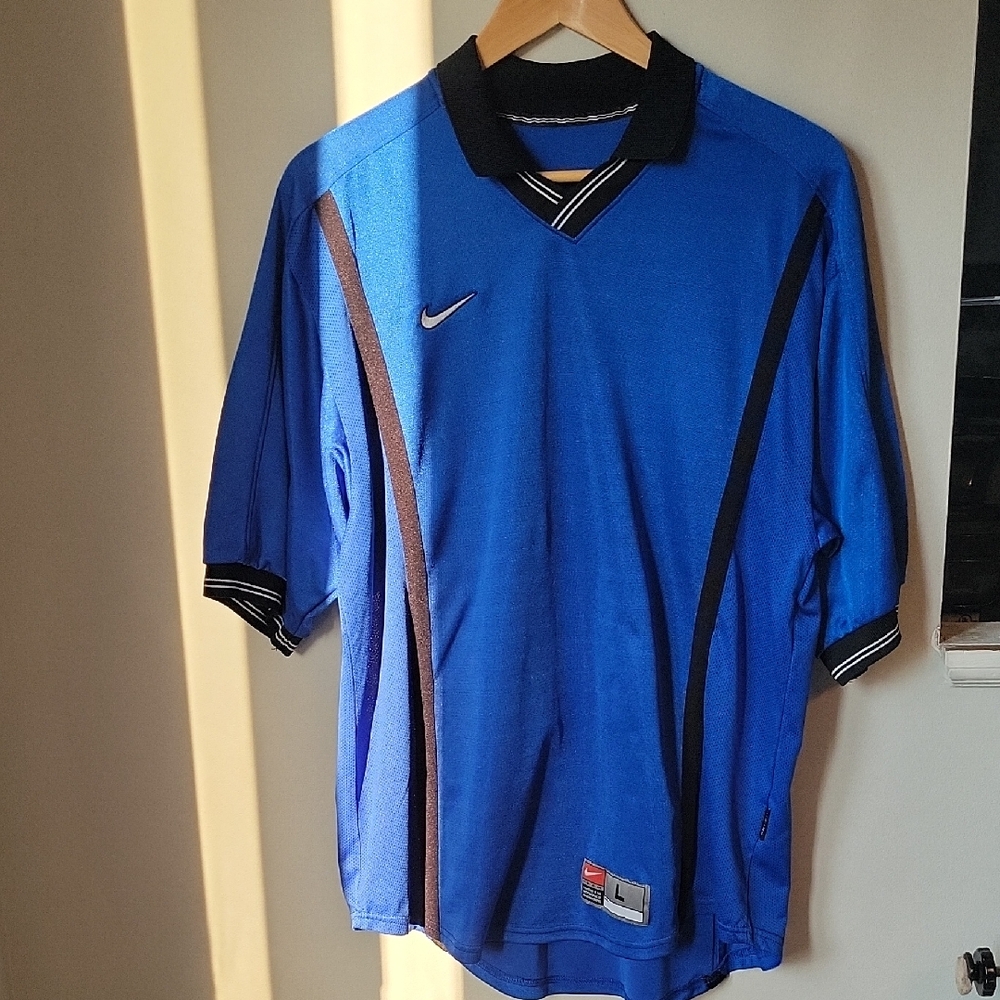 NIKE Vintage Dri-Fit Men's Blue and Black  Jersey-L